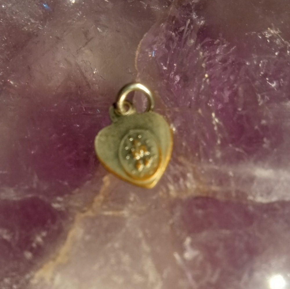 Silver and Blue Heart Charm With Religious Idol - Picture 3 of 9